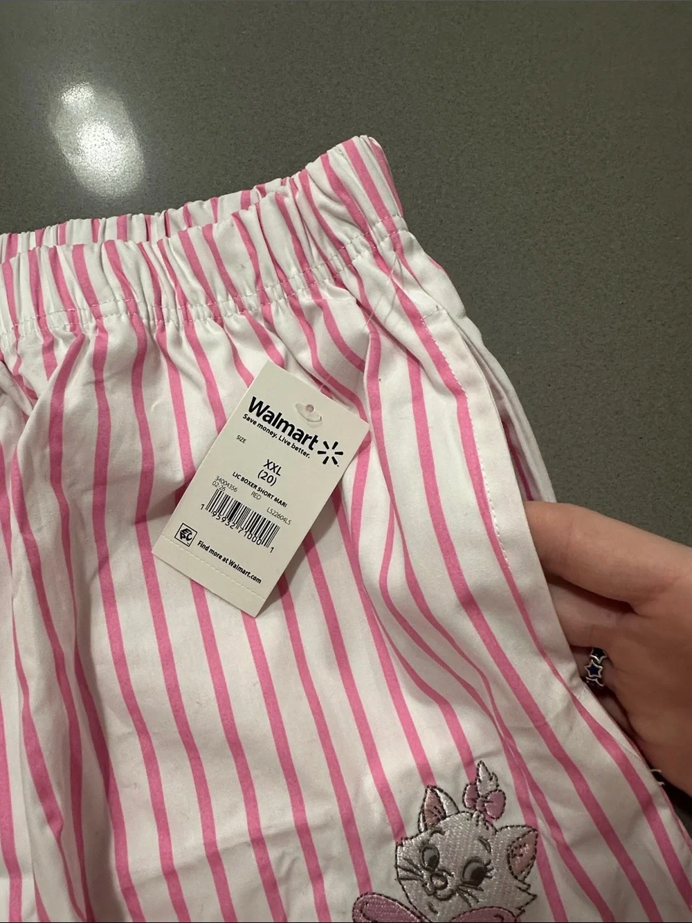 Disney Pink and White Striped Lounge Shorts with Marie Cat - Picture 2 of 2